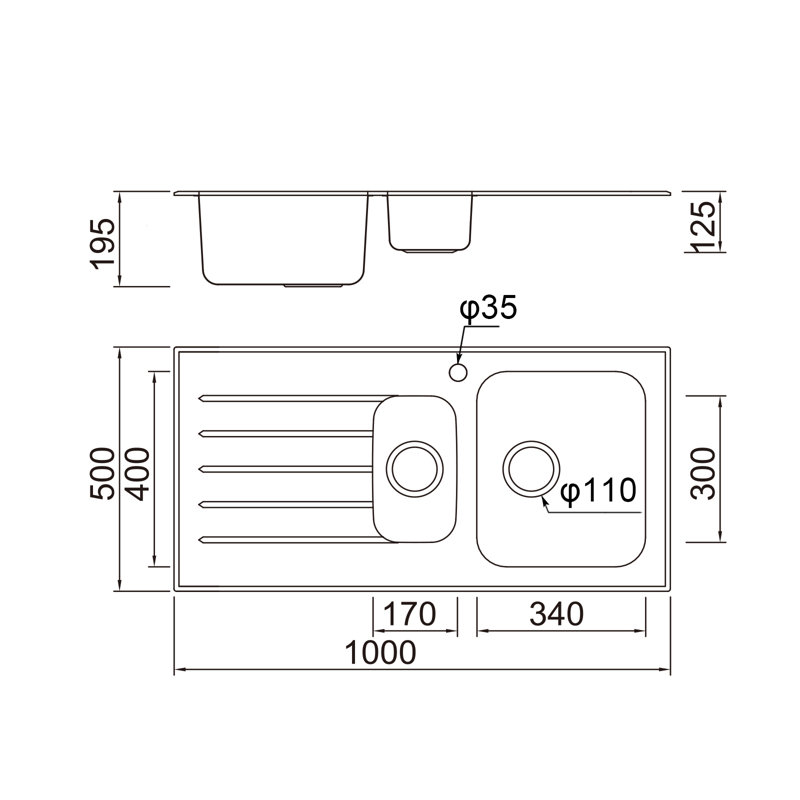 Belfry Kitchen Carrington 500mm W Double Bowl Stainless Steel Inset Kitchen Sink with 1 Faucet Hole