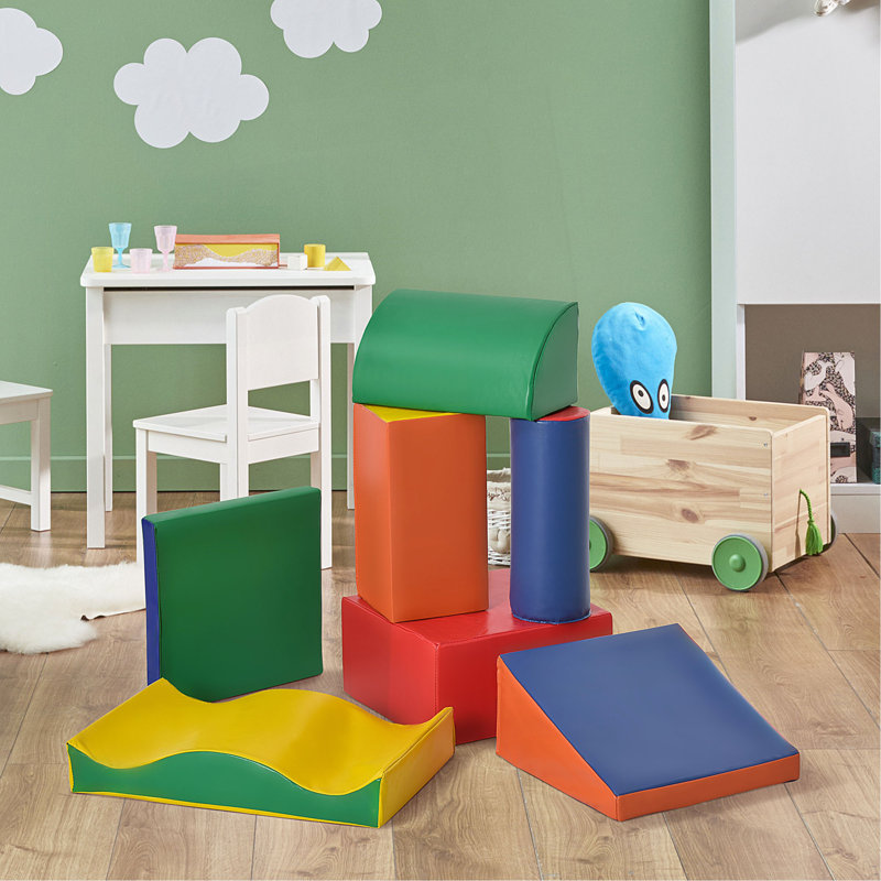 Soozier 7 pièces, blocs de jeu souples, enfants, escalade et rampe, blocs de construction et d'empilage en mousse, jeu d'apprentissage non toxique