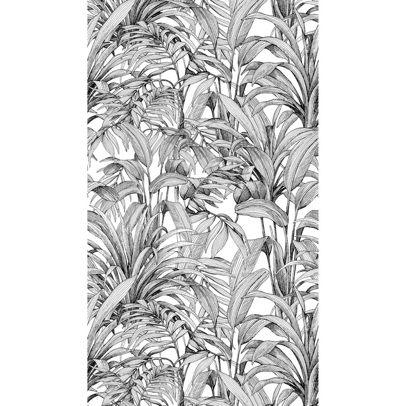 Orom II Collection Black All-over Leaves 62.5-inches wide x 9.18-feet high 3-panel Wall Mural