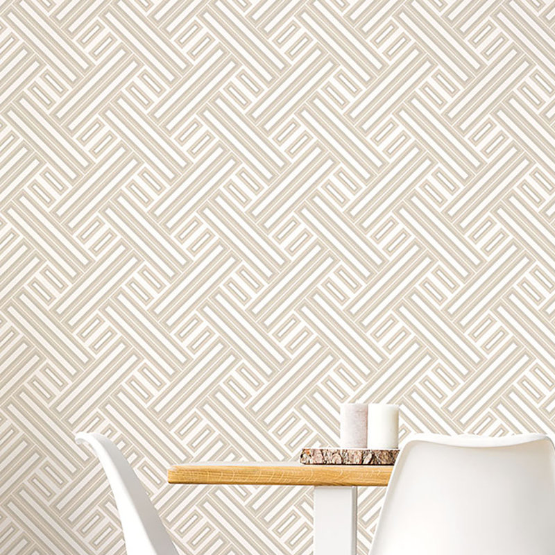 Geometrix 10m x 52.8cm Satin Wallpaper Roll, Beige