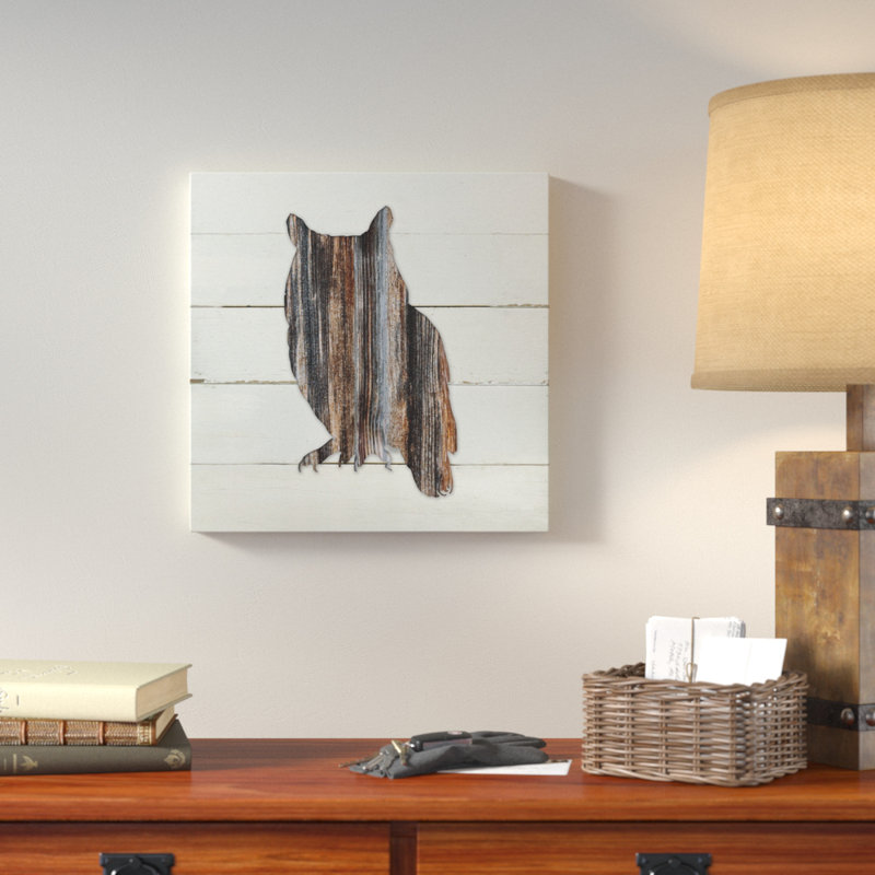 « forestières hibou », impression sur toile, H 16 po x l 16 po x P 1,5 po, Toile tendue