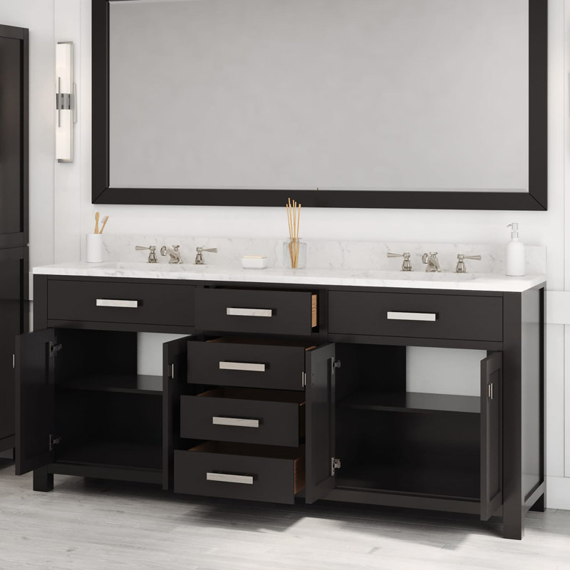 Minnetrista Bathroom Vanity with Marble Top, Espresso, Chrome