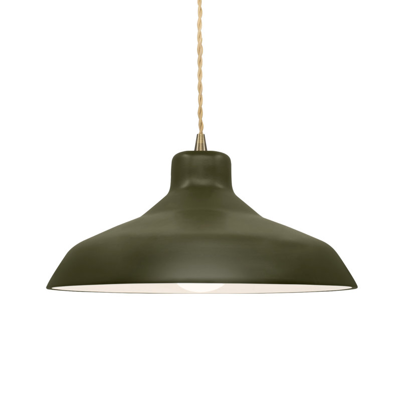 Luminaire suspendu à 1 lumière Aschwin - DEL intégrée, H 6,26 po x l 13,5 po x P 13,5 po, Vert mat / beige noir