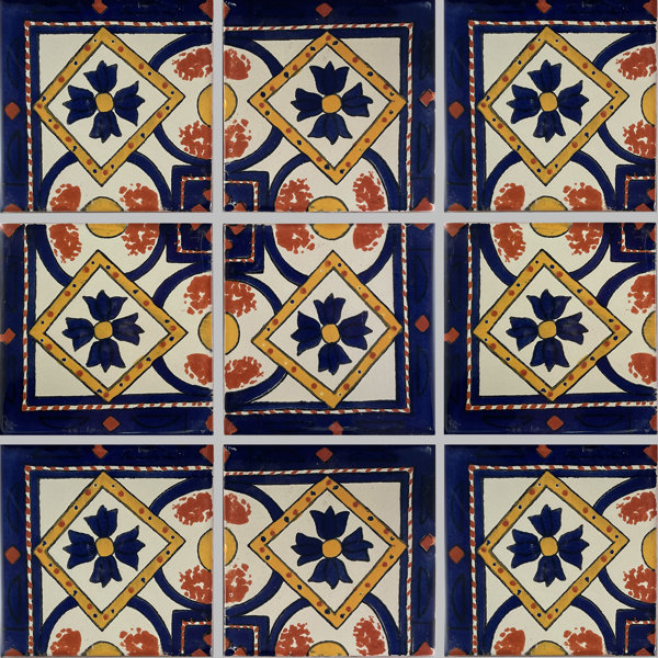4.2" x 4.2" 9pcs TalaMex Ortega Diamond Talavera Mexican Tile