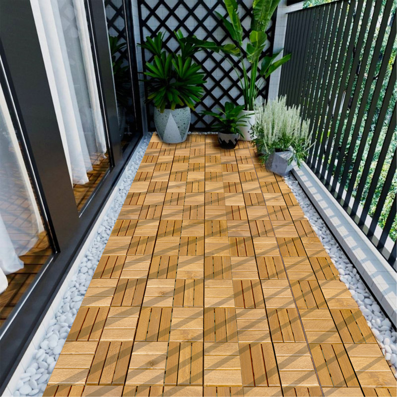 Carreaux de terrasse en bois d'acacia, Jaune