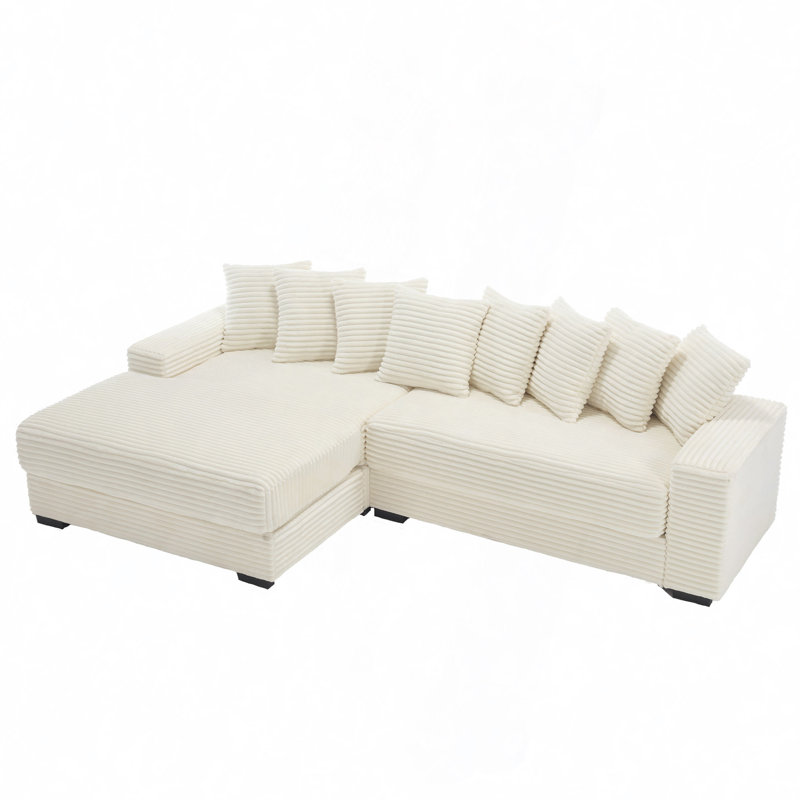 Oversized Two-Piece Couches, Beige Corduroy