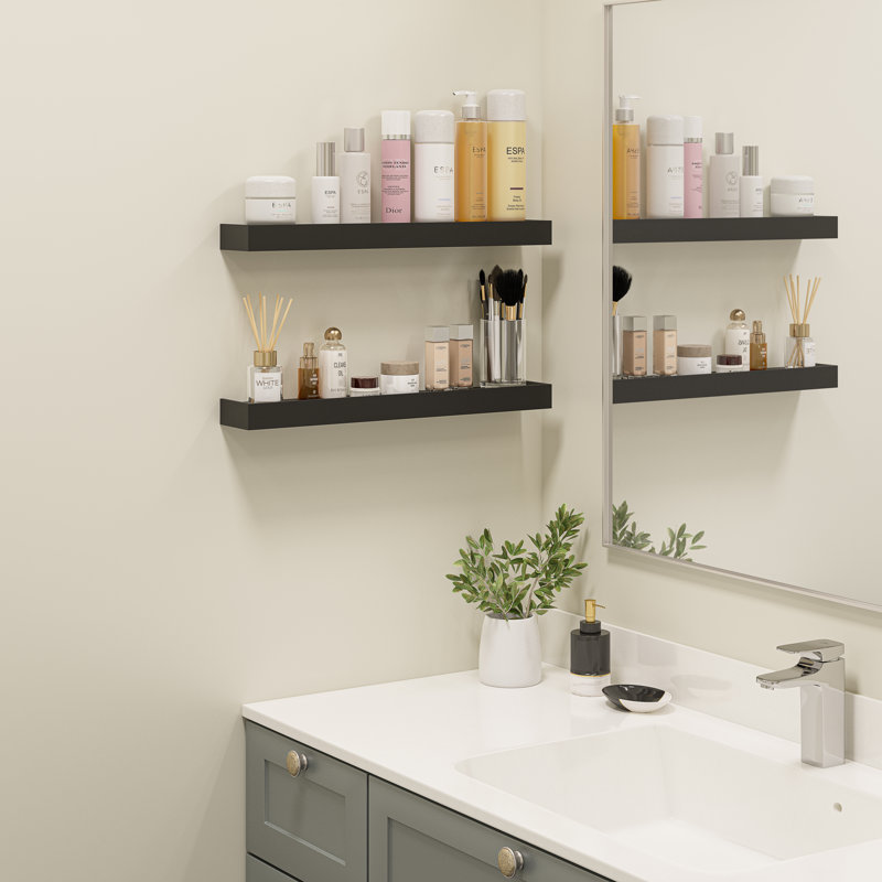 Array 24" W x 4" D Floating Shelves for Wall, Black, 1.75" H x 24" W x 4" D