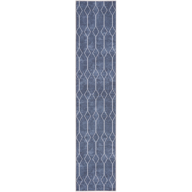 Tapis bleu marine Pymble, Tapis de couloir 2 pi 2 po x 10 pi