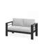 Causeuse de terrasse 52 po toutes saisons en métal avec coussins gris clair épais et structure noire