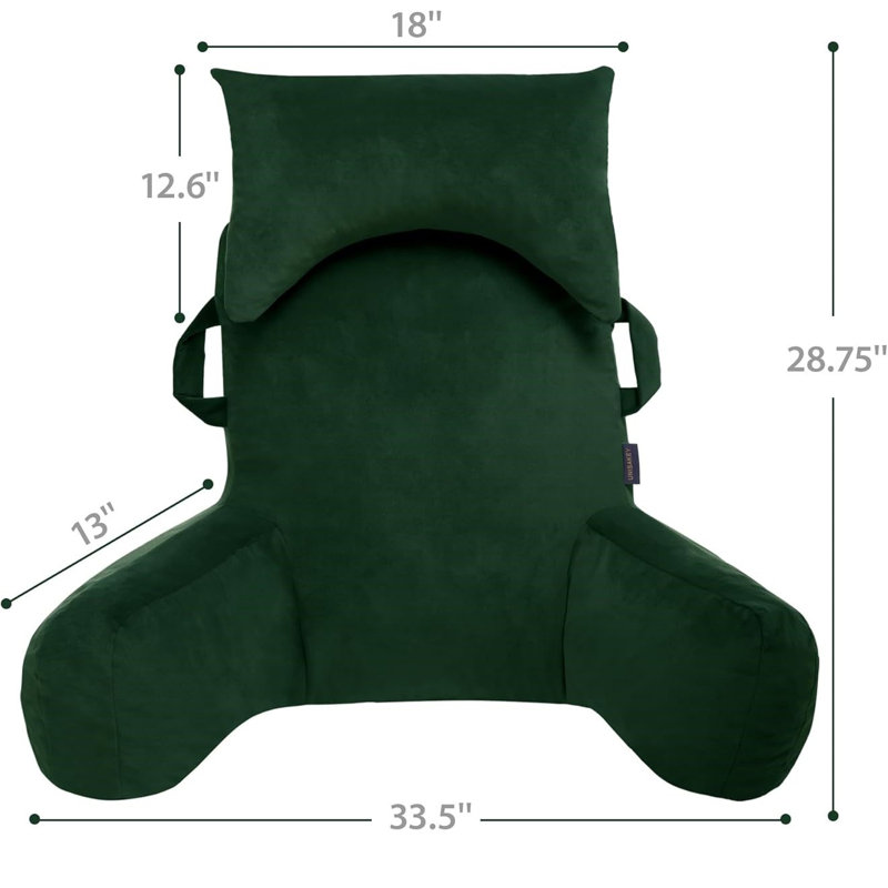 Portable Reading Pillows With Headrest For Bed Sitting Up, Back Pillow With Arms & Pockets,For Dorm/Reading/Watching/Gaming