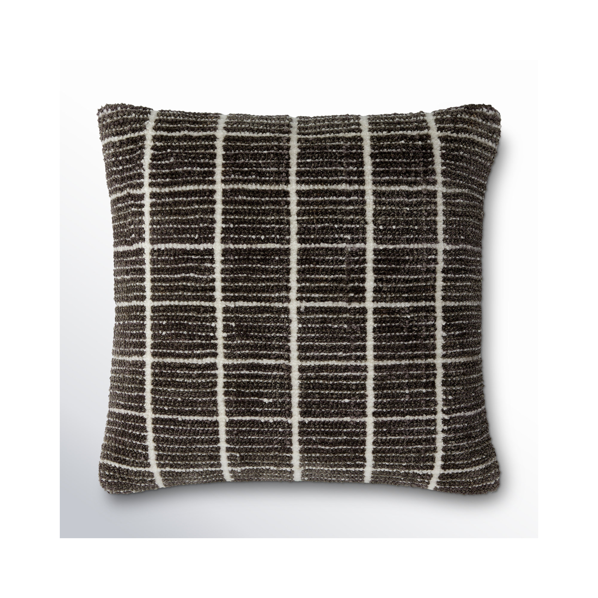 Wanderer Plaid Throw Pillow, 20" x 20", Down, Gray/White