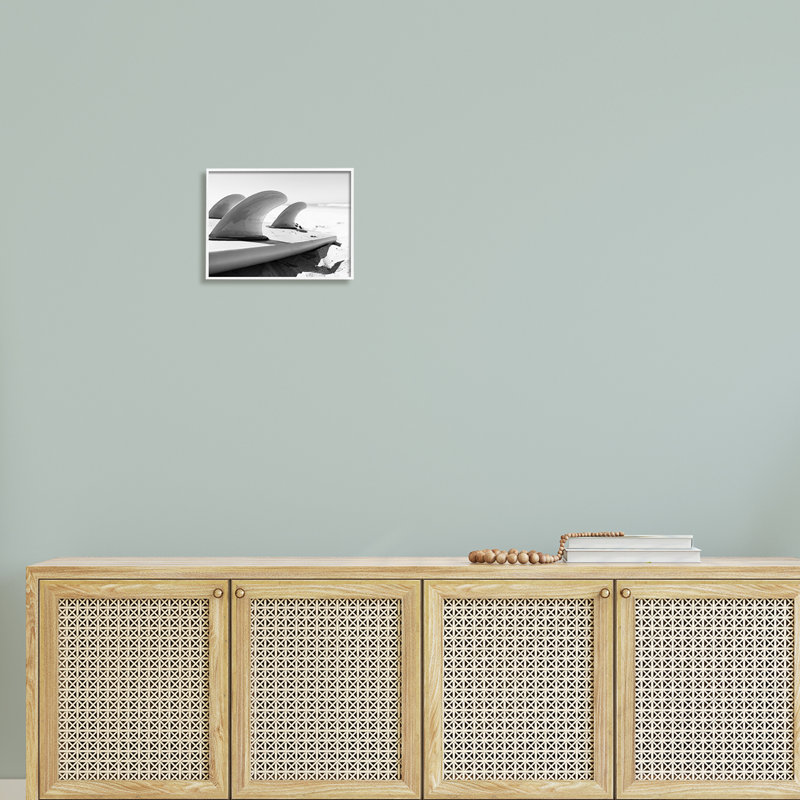 Ailerons de planche de surf Sports de plage, H 11 po x l 14 po x P 1,5 po, Giclée encadrée blanc bord de mer