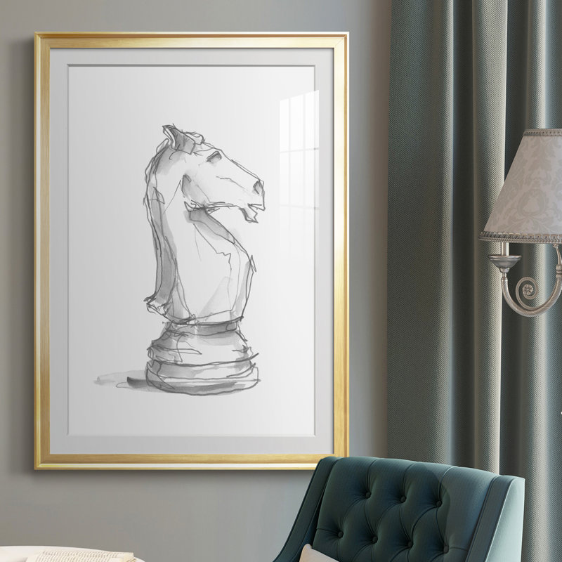 Chess Room Study I - Reproduction de cadre photo, H 24,5 po x l 18,5 po x P 1 po, Or
