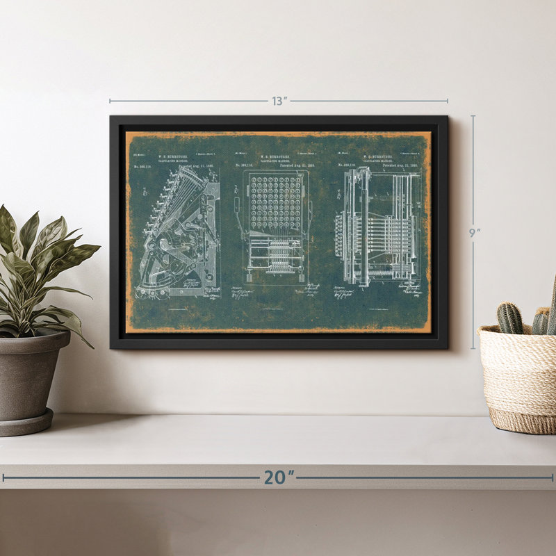 Impression sur toile bleu sarcelle calculatrice, H 9 po x l 13 po
