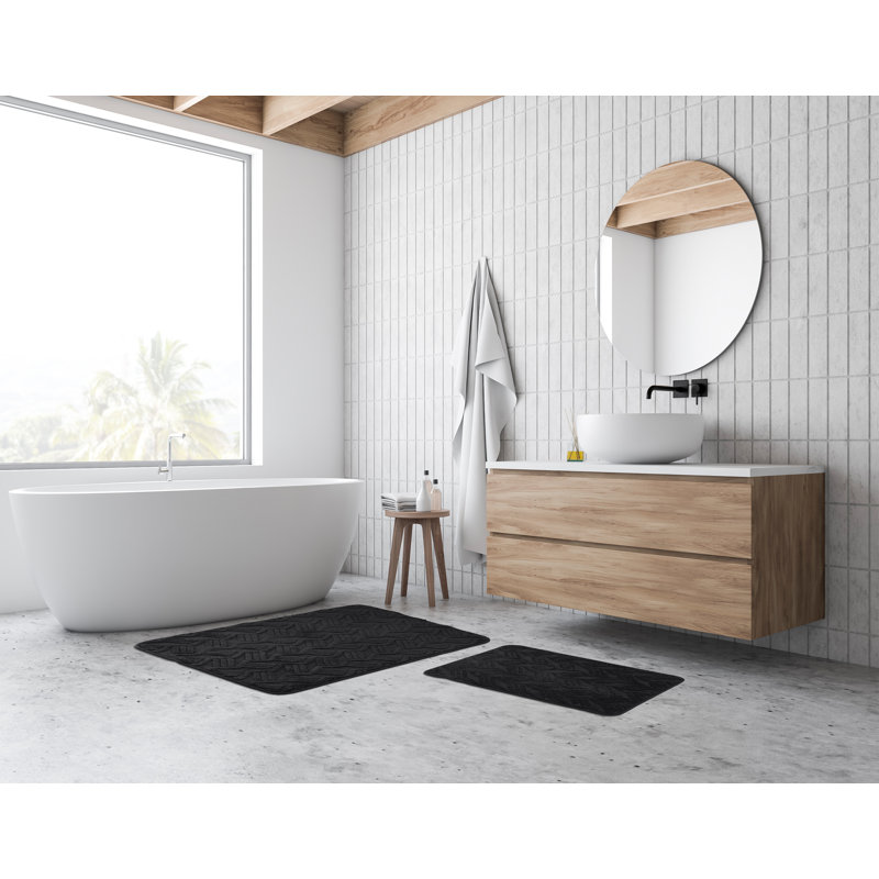 Ensemble de tapis de bain à motif géométrique Scaife, Rosé