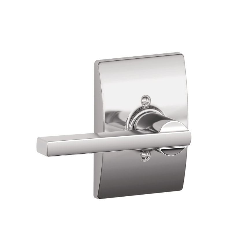 Latitude Door Lever with Centrury Rosette, Polished Chrome