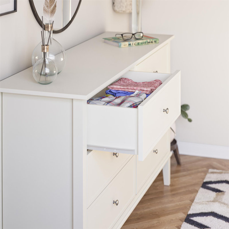 Coiscou 140cm W 6 - Drawer Chest of Drawers, White