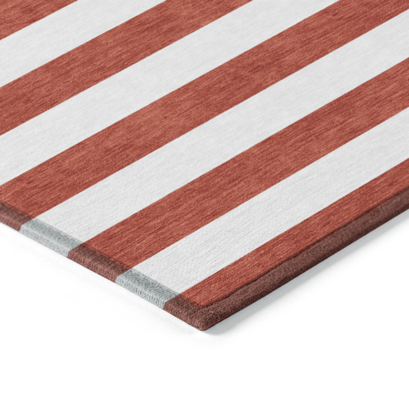 Washable Striped Indoor / Outdoor Rug, Rectangle 3' x 5'
