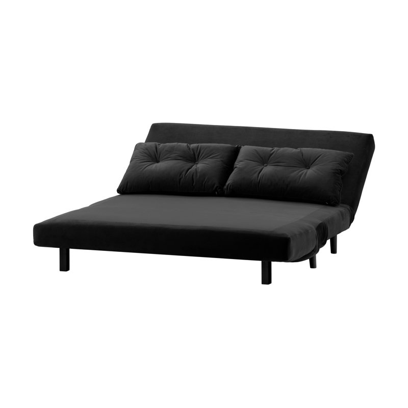 Varujhan 2 Seater Sofa Bed, Black, Black,  78cm H X 120cm W X 90cm D