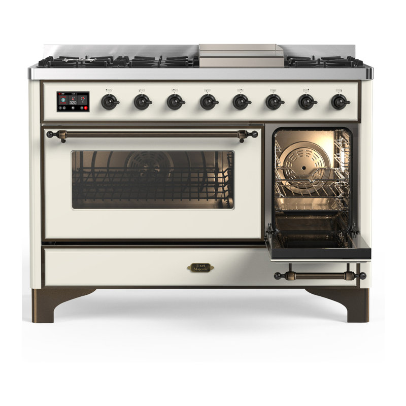 Majestic III Series 48 Inch Dual Fuel Range with 5 Sealed Burners, Griddle, Frenchtop in Matte Graphite (Liquid Propane, Burnished Trim)