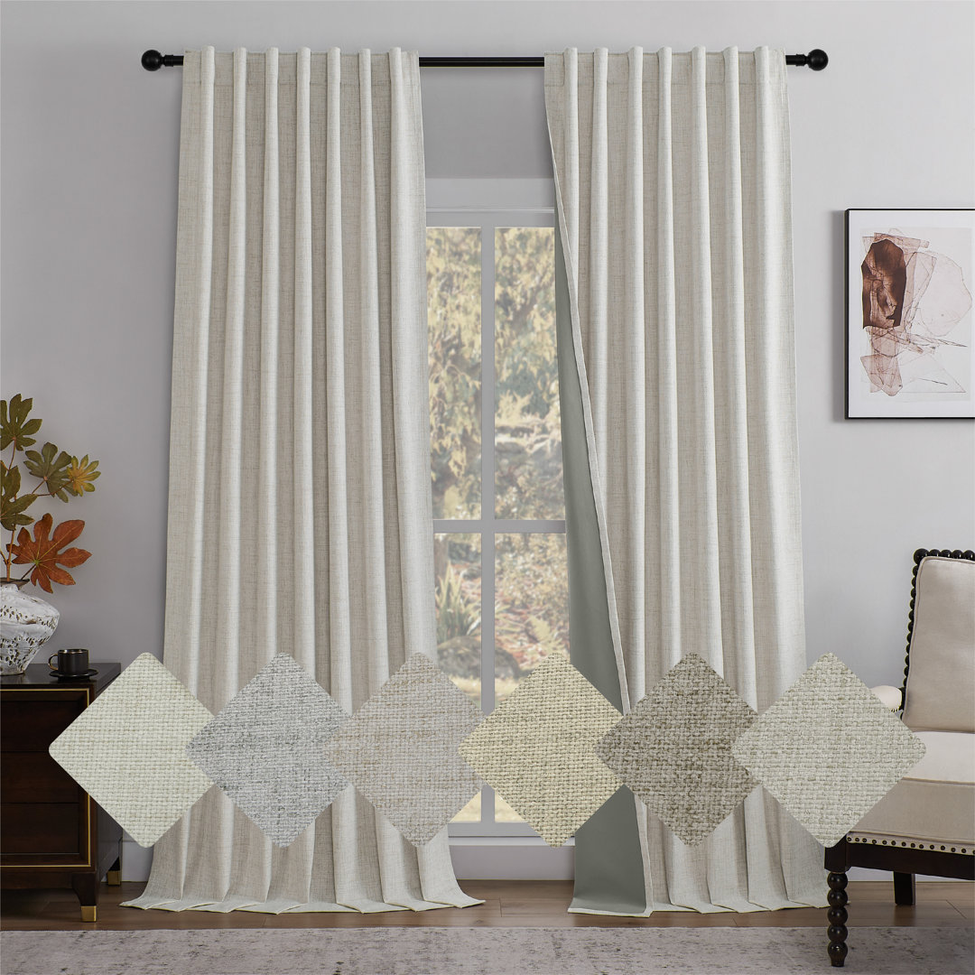 Leming 100% Polyester Burlap Blackout Curtains for Bedroom Back Tab Curtains 2 Panels Set (Set of 2) Ebern Designs Curtain 