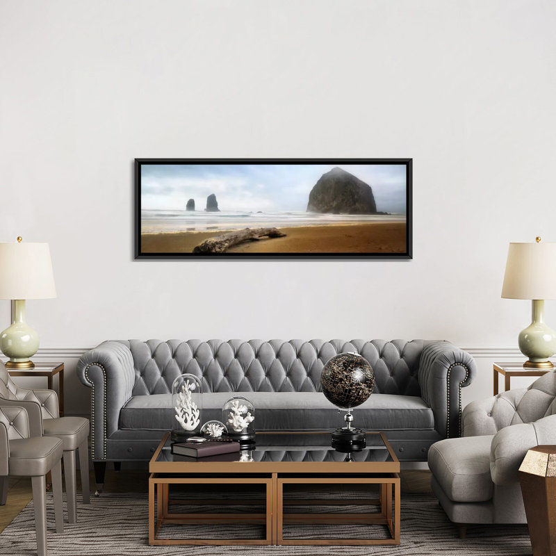 « from cannon beach ii », reproduction d’impression sur toile tendue, H 12 po x l 36 po x P 1,5 po, Cadre noir
