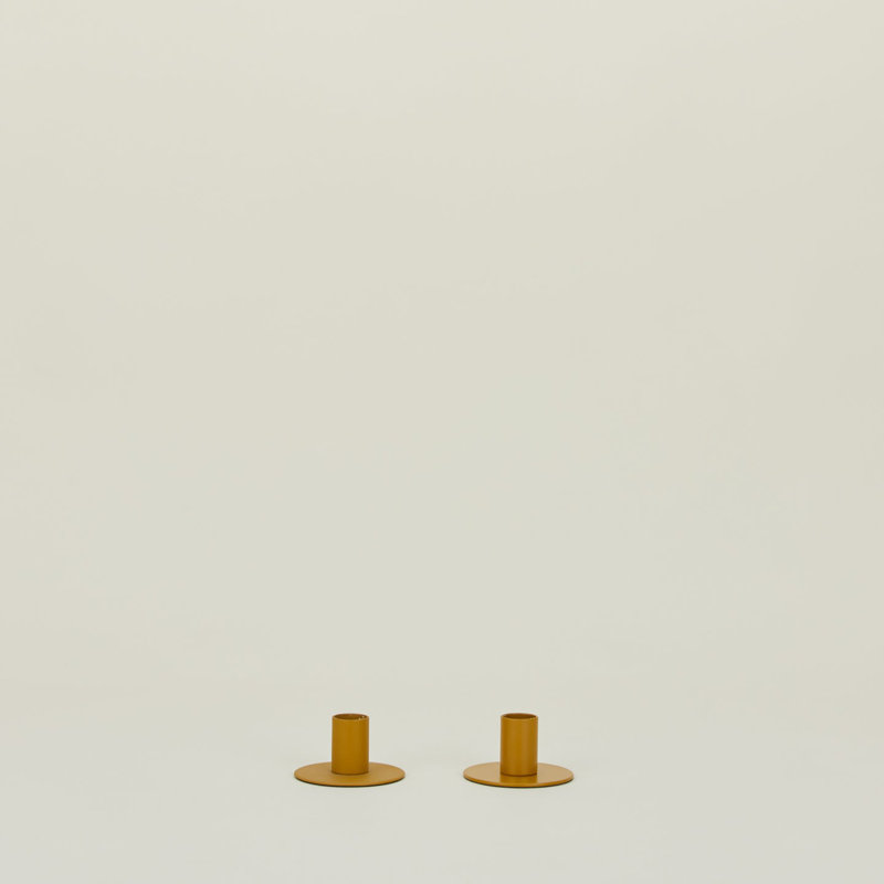 Mustard Stainless Steel Minimalist Candlestick Set of 2