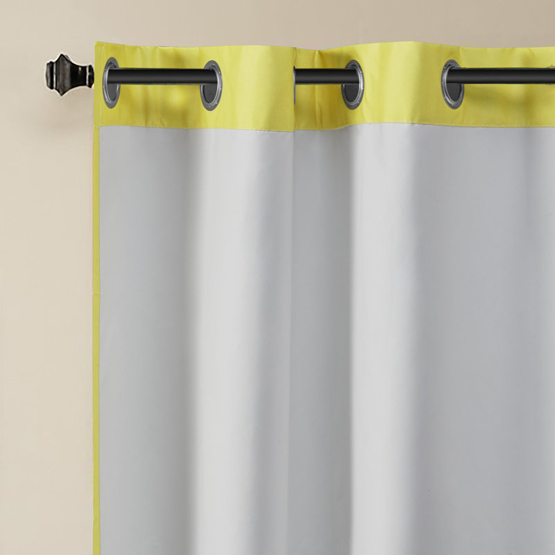 Yellow and Gray Chevron Room Darkening Grommet Curtains, 42x84, 2-Panel Set