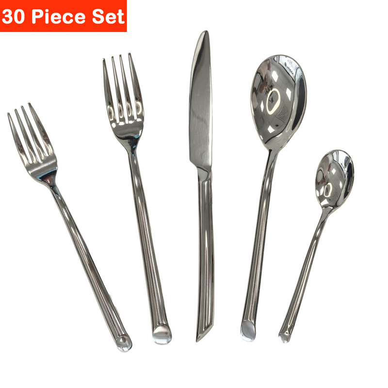 High-End 30Pcs Silverware Set, Forged Stainless Steel Flatware Set, Service For 6