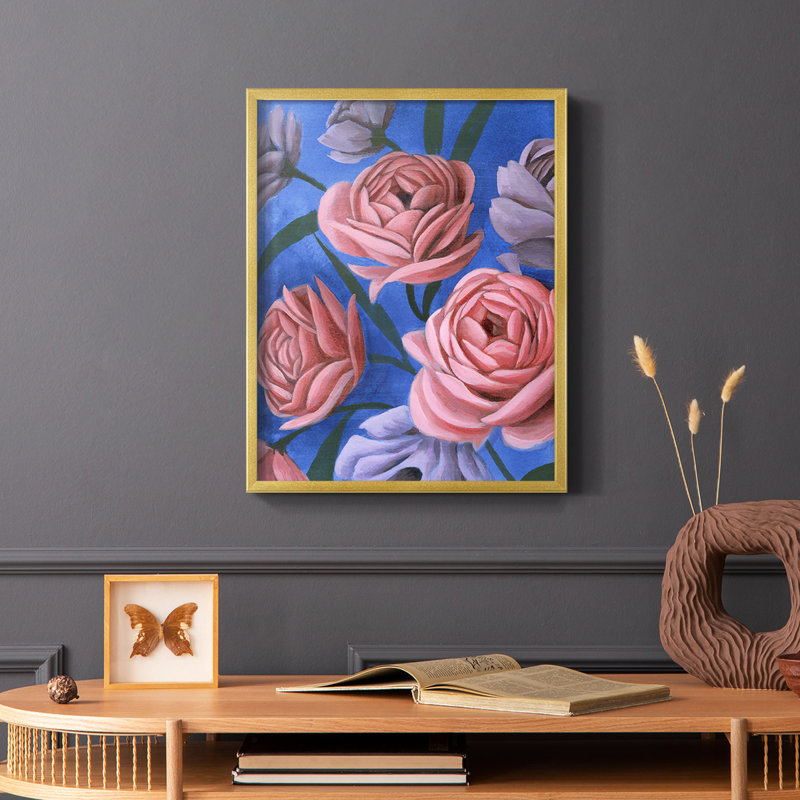 «Layered Petals I», reproduction encadrée - bois massif, Or, H 14 po x l 11 po