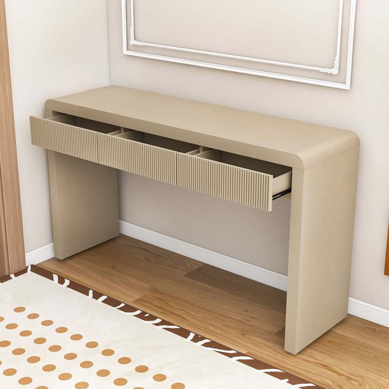 Console Table With 3 Drawers, Natural