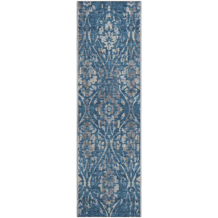 Premium Machine Washable Prisco Blue Rug