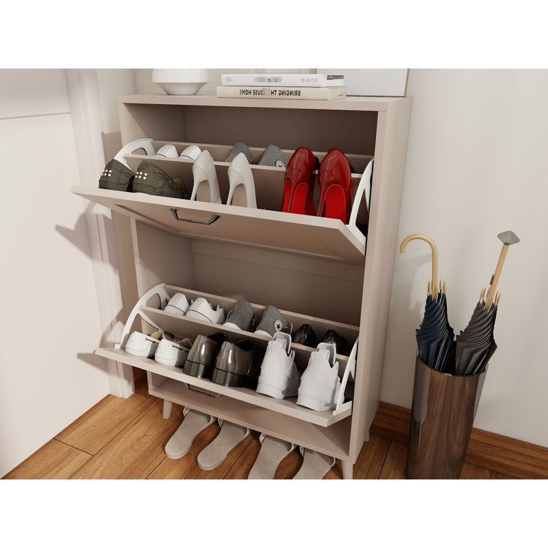 Étagère à chaussures spacieuse pour 2 entrées - stable pour un maximum de 12 paires, accès rapide, bois d'ingénierie gris antique, rangement de 9,18 po de largeur et pratique, se tient facilement