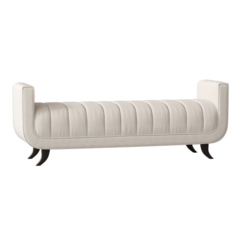 Salon Upholstered Bench, American Walnut, Venice Ivory