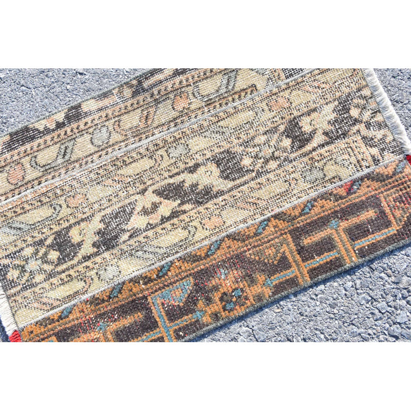 Tapis turc rétro tissé à la main - un élément décoratif idéal pour tout intérieur gris / vert