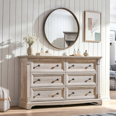 Roman Column 6-Drawer Dresser - 54" Wide & Tv Stand Ready