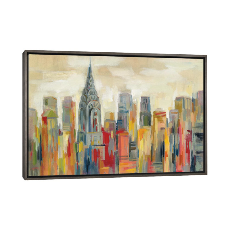 «Manhattan - the Chrysler Building» par Silvia Vassileva - reproduction d'art, Pas de tapis, Dark Rustic Wood Framed