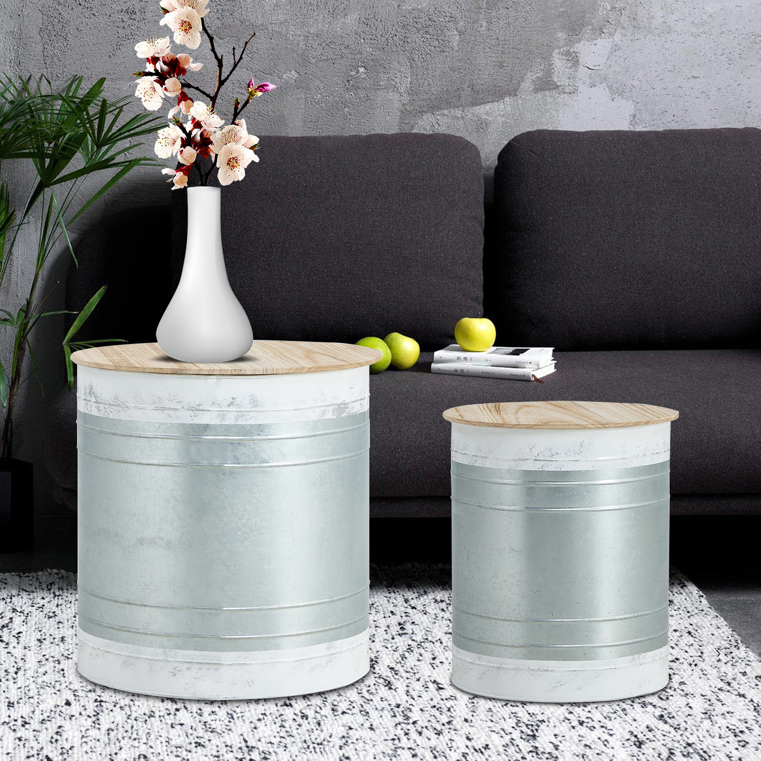 Latitude Run® Xamira Drum Nesting Tables | Wayfair