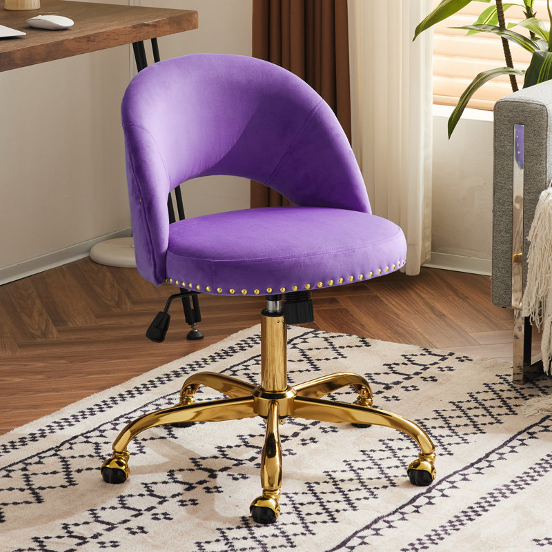 Fauteuil de bureau avec roulettes, Velours, Mauve