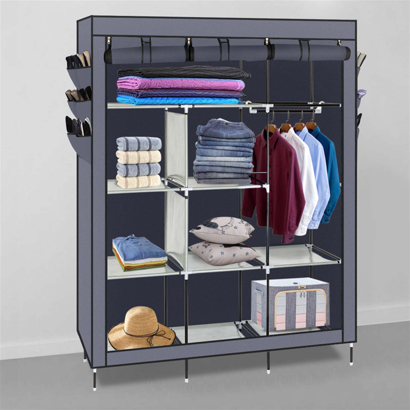 Garde-robe en tissu 69 po, Gris
