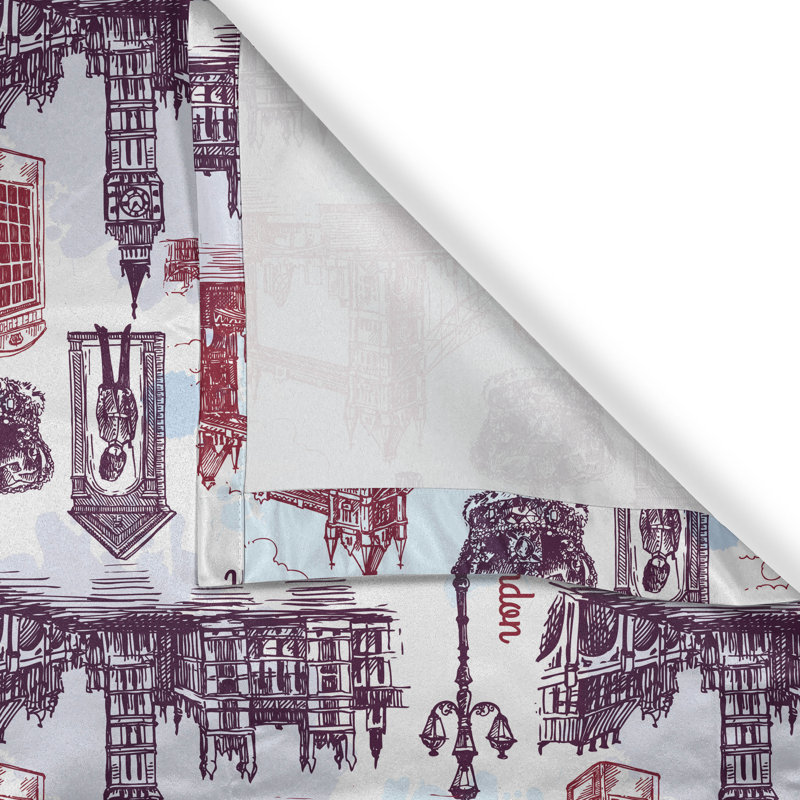 Dakota Fields London Grommet Curtain Decorative 2-Panel Window Drapes, 50"x84", Pale Blue Eggplant, 50" W x 108" L