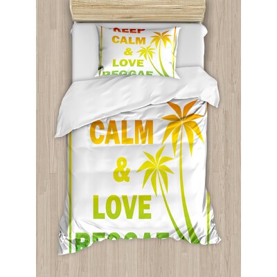 Rasta Keep Calm and Love Reggae Quote Music Themed Duvet Cover Set -  Ambesonne, nev_36070_twin