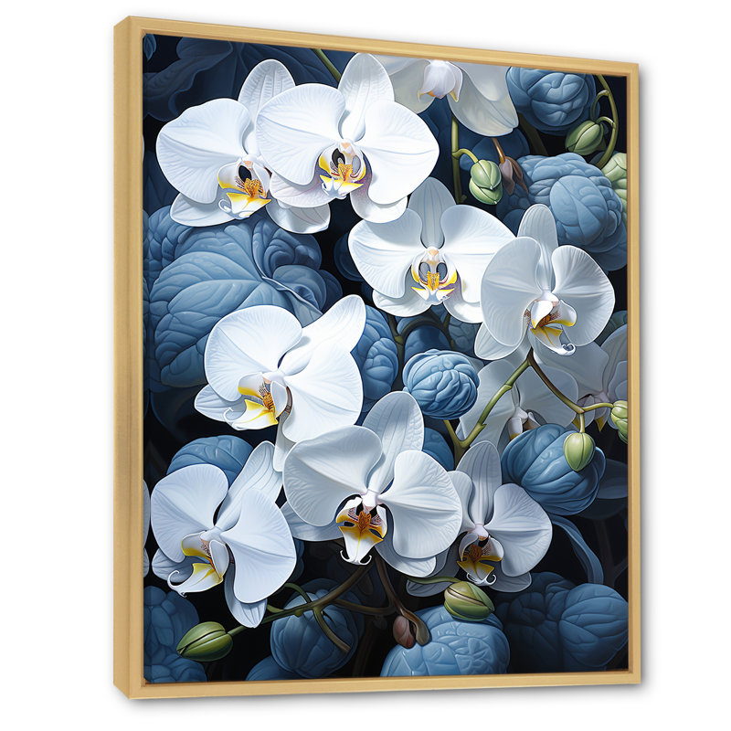 " White And Blue Pansies Elegance ", Natural Floater Framed, 20" H x 12" W