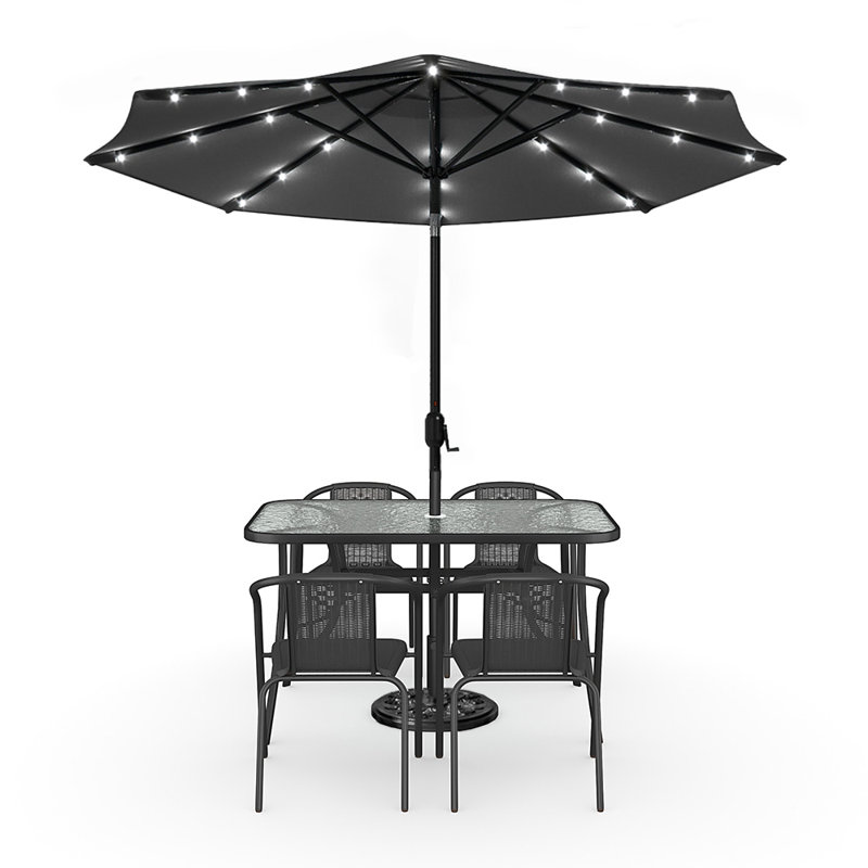 Dhaka 4 - Person Patio Dining Set Rectangular Table, Black