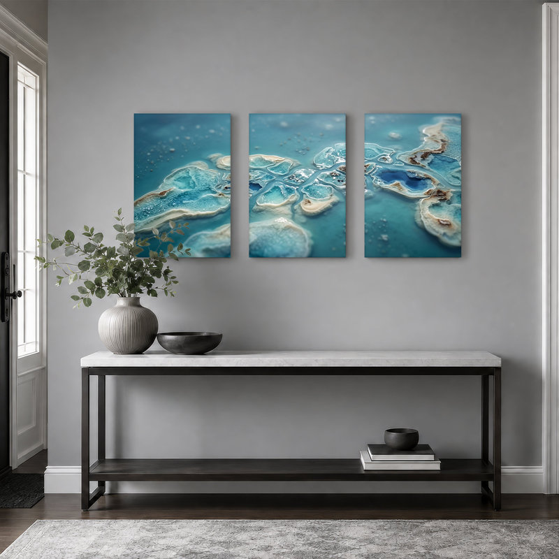 Ensemble de 3 toiles bleues et blanches, 24"H x 16"W x 3pcs