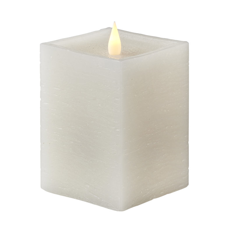Bougie carrée classique sans flamme, 5 po x 3 po sans flamme, Blanc / Blanc