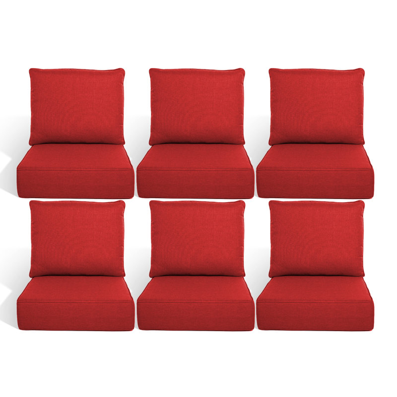 Coussin de siège / dossier de remplacement pour l'extérieur 6 po, Rouge, L 22 po x P 24 po, 6