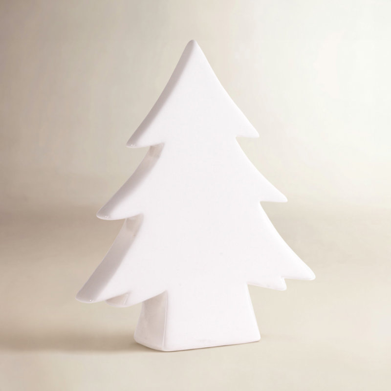 Décoration de table en céramique arbre de noël, Blanc