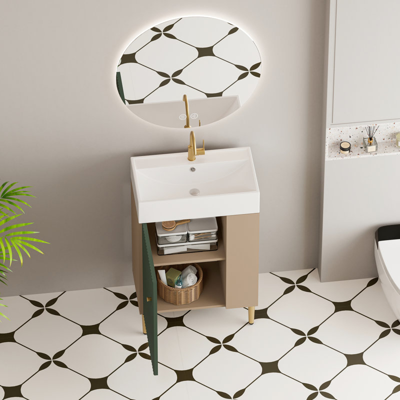 Meuble-lavabo de salle de bain avec lavabo en céramique et taille compacte - 21,6 po 24vb06-21lvr