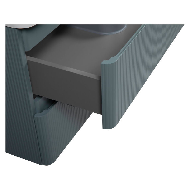 Meuble-lavabo mural moderne avec lavabo | Collection Luxury Green Matte | Panneau de fibres à densité moyenne non toxique et ignifuge 30 po, collection Diamond, 24 po
